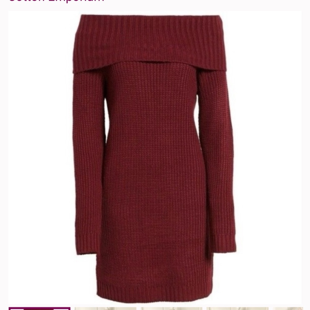 NEW Cotton Emporium Knit Off Shoulder Sweater Dress Size Small